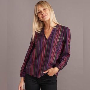 Marine layer  top Jamie banded collar in lurex multi stripe size xs